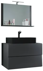 VCM 3dílná umyvadlová skříňka Lendas BL M 80 cm se zrcadlem, antracitová