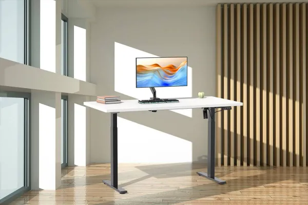 VCM Výškově nastavitelný stůl E-Lona 140x80, bílý