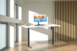 VCM Výškově nastavitelný stůl E-Lona 140x80, bílý