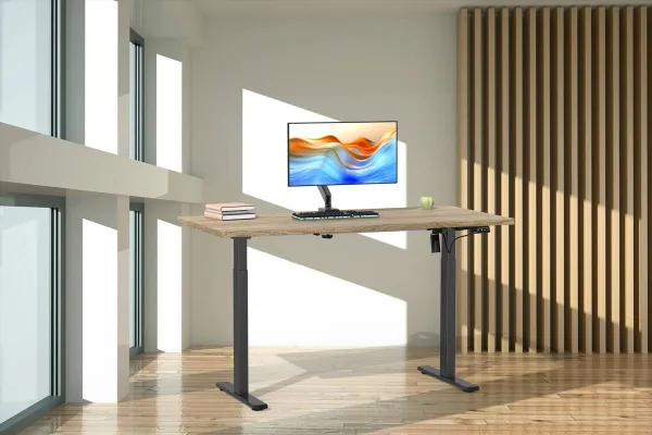VCM Výškově nastavitelný stůl E-Lona 140x80, dub sonoma