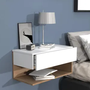 VCM Noční stolek Usal XL 60, bílý/dub medový