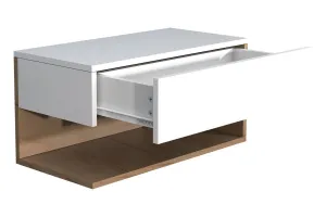 VCM Noční stolek Usal XL 60, bílý/dub medový