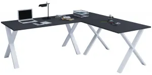 VCM Rohový stůl Lona 220x220x80 X-nohy, antracit