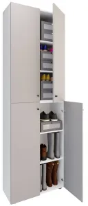 VCM Botník Lona 2XL s otočnými dvířky, bílý