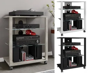 VCM Hifi-stojan Folas s kolečky, černý