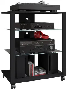 VCM Hifi-stojan Folas s kolečky, černý