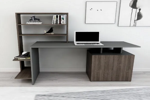 Písací stôl Melis - Walnut, Anthracite