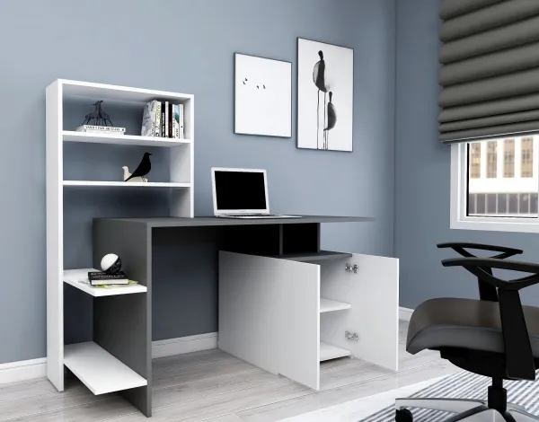 Písací stôl Melis - White, Anthracite