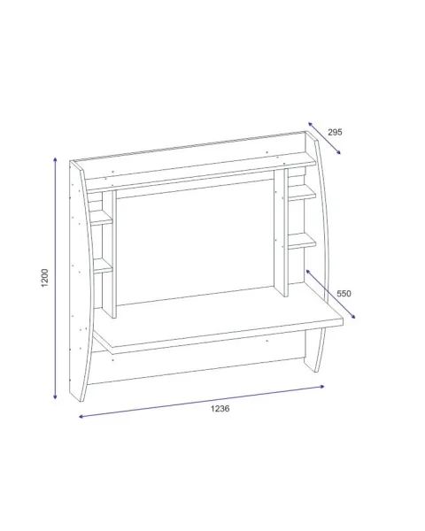 Kalune Design Nástenný písací stôl Buglem so vstavaným regálom biely