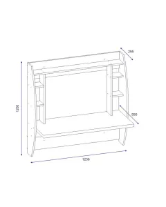 Kalune Design Nástenný písací stôl Buglem so vstavaným regálom biely