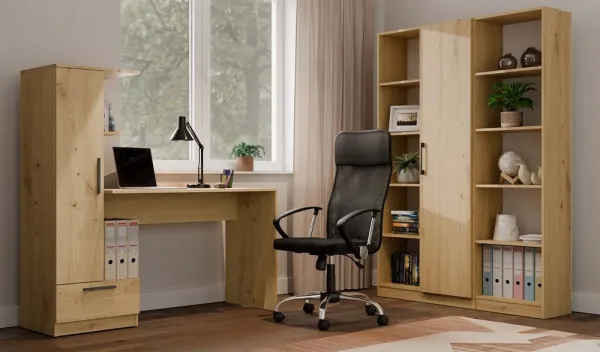 TP Living Písací stôl so vstavanou skriňou a policami COSMO dub artisan
