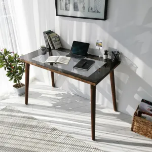 Kalune Design Písací stôl COZY z masívu orech/sklo