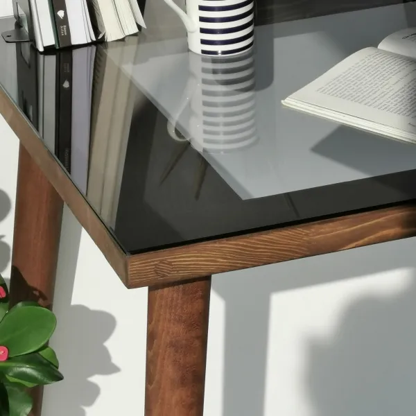 Kalune Design Písací stôl COZY z masívu orech/sklo