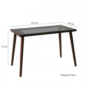 Kalune Design Písací stôl COZY z masívu orech/sklo