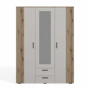 TP Living Šatníková skriňa so zrkadlom AVA 150 cm dub evoke/kašmírová