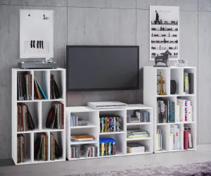 VCM Regál na vinylové desky Schaltino, bílý