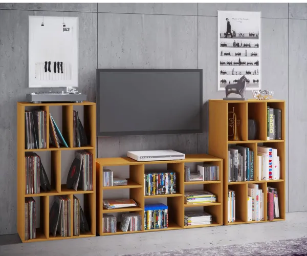VCM Regál na vinylové desky Schaltino, buk