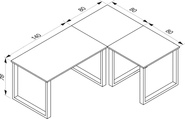VCM Rohový stůl Lona 220x160x80 U-nohy, bílý