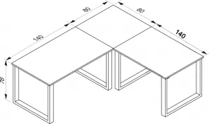 VCM Rohový stůl Lona 220x220x80 U-nohy, bílý