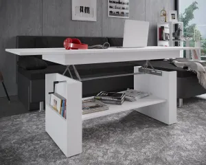 VCM Odkládací stolek Kobila výškově nastavitelný, bílý