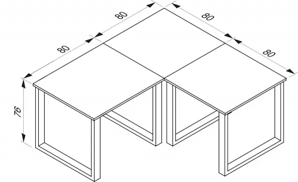 VCM Rohový stůl Lona 160x160x80 U-nohy, bílý