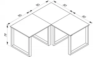 VCM Rohový stůl Lona 160x160x80 U-nohy, bílý