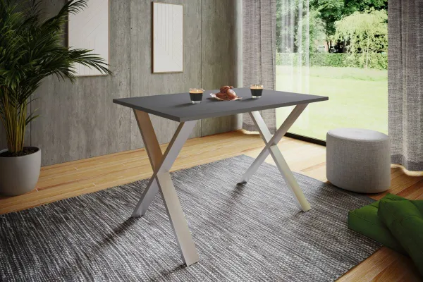 VCM Jídelní stůl Xona 80x80 X-nohy, antracit