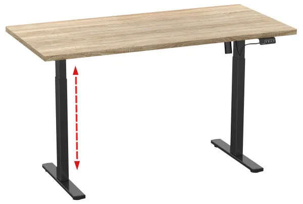 VCM Výškově nastavitelný stůl E-Lona 140x80, dub sonoma