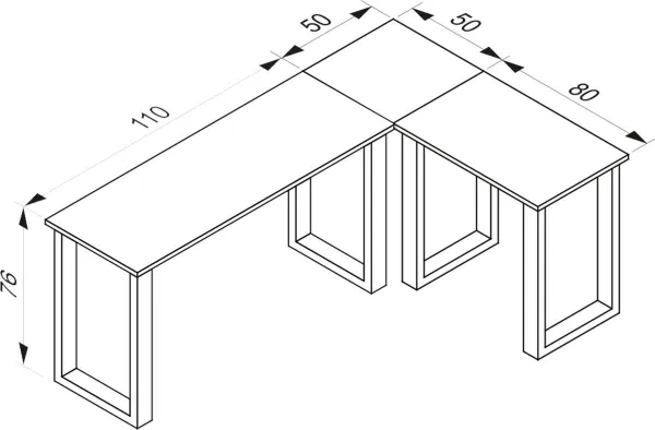 VCM Rohový stůl Lona 160x130x50 U-nohy, dub sonoma