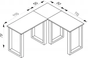 VCM Rohový stůl Lona 160x160x50 U-nohy, bílý