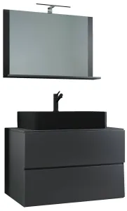 VCM 3dílná umyvadlová skříňka Lendas BL M 80 cm se zrcadlem, antracitová