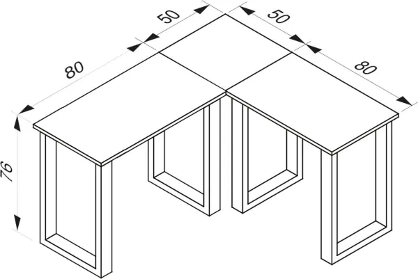 VCM Rohový stůl Lona 130x130x50 U-nohy, dub sonoma