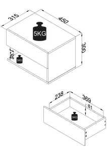 VCM Noční stolek Usal XL 45, černá
