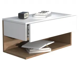 VCM Noční stolek Usal XL 60, bílý/dub medový