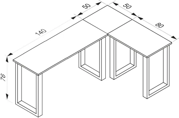 VCM Rohový stůl Lona 190x130x50 U-nohy, dub sonoma