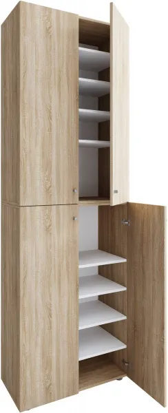 VCM Botník Lona 2XL s 10 přihrádkami, otočné dveře, dub sonoma