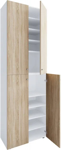 VCM Botník Lona 2XL s 10 přihrádkami, otočné dveře, bílá