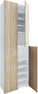 VCM Botník Lona 2XL s 10 přihrádkami, otočné dveře, bílá