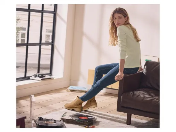 esmara® Dámske tričká s dlhým rukávom (biela/navy modrá, S (36/38))