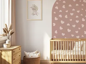 Nástenná samolepka OBLÚK do detskej izby SRDCE staroružová Zvoľte rozmer: 90 x 150 cm