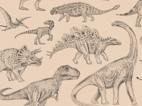 Umývateľná detská tapeta na stenu DINOSAURI hnedá