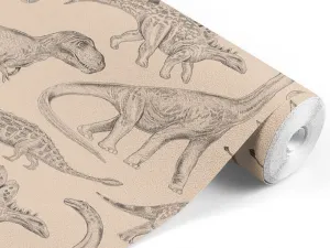 Umývateľná detská tapeta na stenu DINOSAURI hnedá