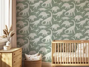 Umývateľná detská tapeta na stenu DINOSAURI zelená