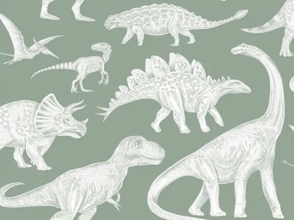 Umývateľná detská tapeta na stenu DINOSAURI zelená