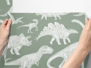 Umývateľná detská tapeta na stenu DINOSAURI zelená