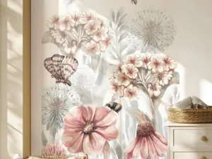 Nástenná samolepka OBLÚK do detskej izby DIVOKÉ KVETY Zvoľte rozmer: 60 x 110 cm