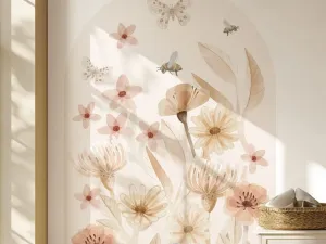 Nástenná samolepka OBLÚK do detskej izby LUČNÉ KVIETI Zvoľte rozmer: 60 x 110 cm