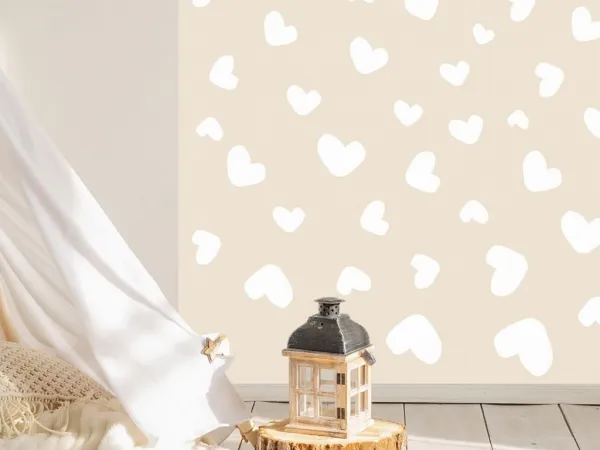 Nástenná samolepka OBLÚK do detskej izby SRDCE krémová Zvoľte rozmer: 50 x 80 cm