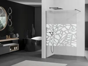 MEXEN/S - Kioto Sprchová zástena Walk-in 110 x 200, biely vzor 8 mm, grafit kartáčovaná 800-110-101-66-85