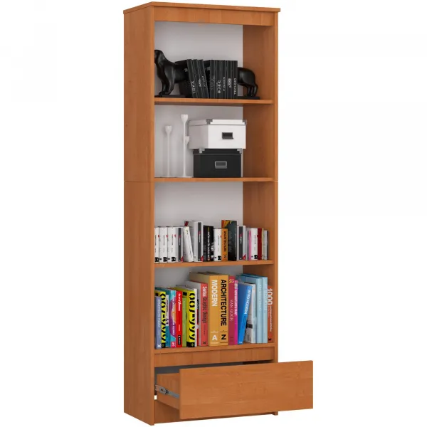 Ak furniture Kancelársky regál Rexa 60 cm 1 zásuvka a 4 police jelša
